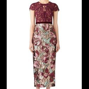 Marchesa Notte Artwork Sheath Dress